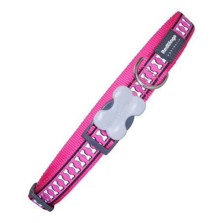 Dog collar Red Dingo Bone Reflective Fuchsia (2 x 31-47 cm)