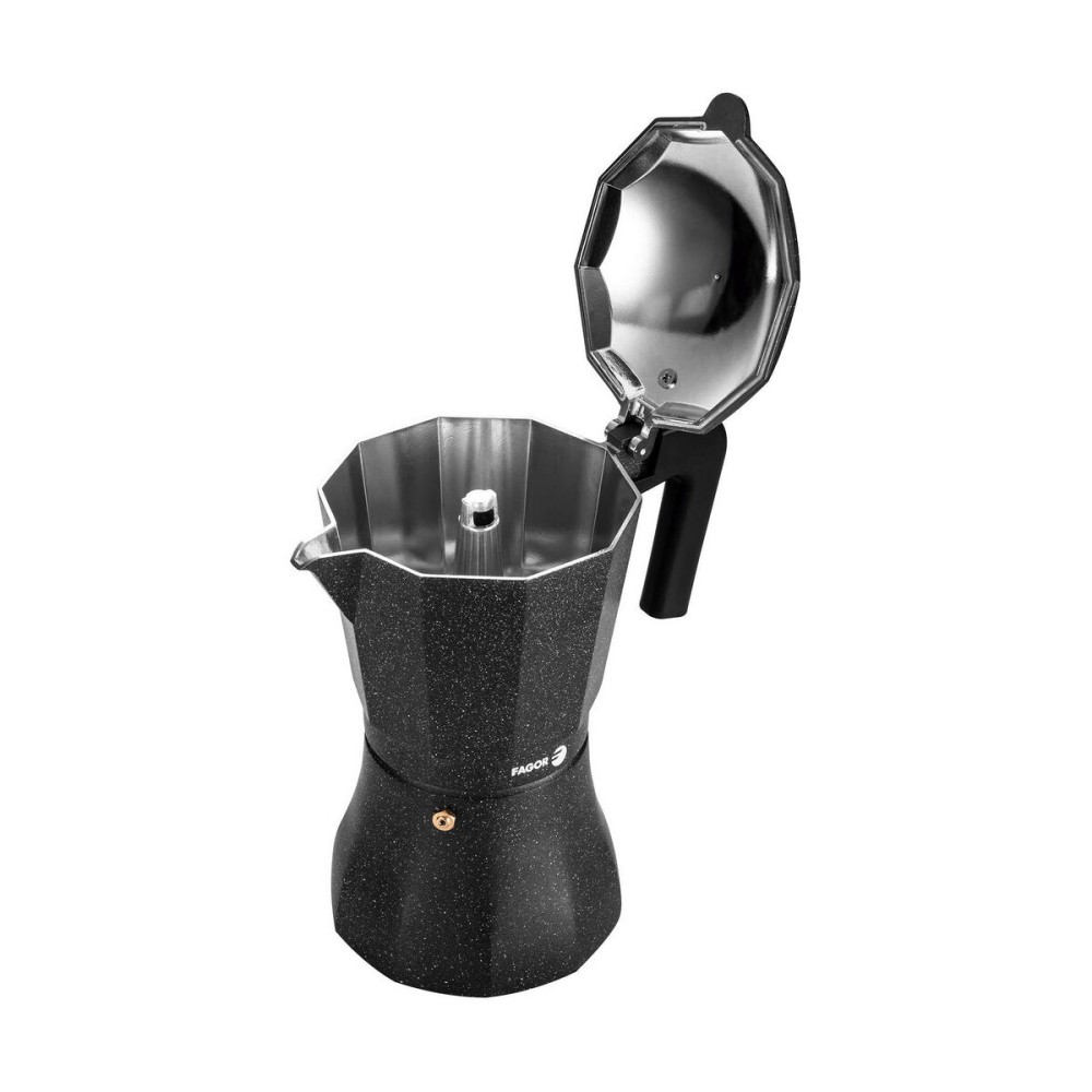 Italian Coffee Pot Fagor Tiramisu Black Aluminium 3 Cups