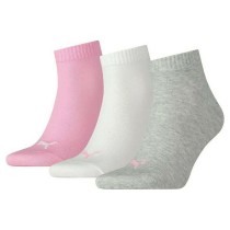 Chaussettes de Sport Puma Quarter Plain Gris Rose Blanc (3 pcs)