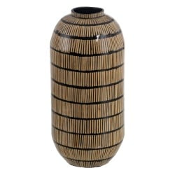 Vase Noir Beige Bambou 23 x 23 x 50 cm