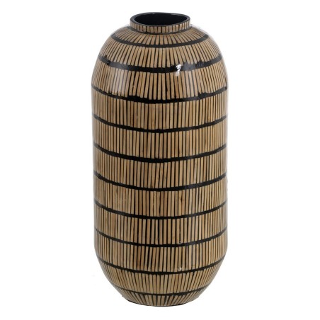 Vase Schwarz Beige Bambus 23 x 23 x 50 cm