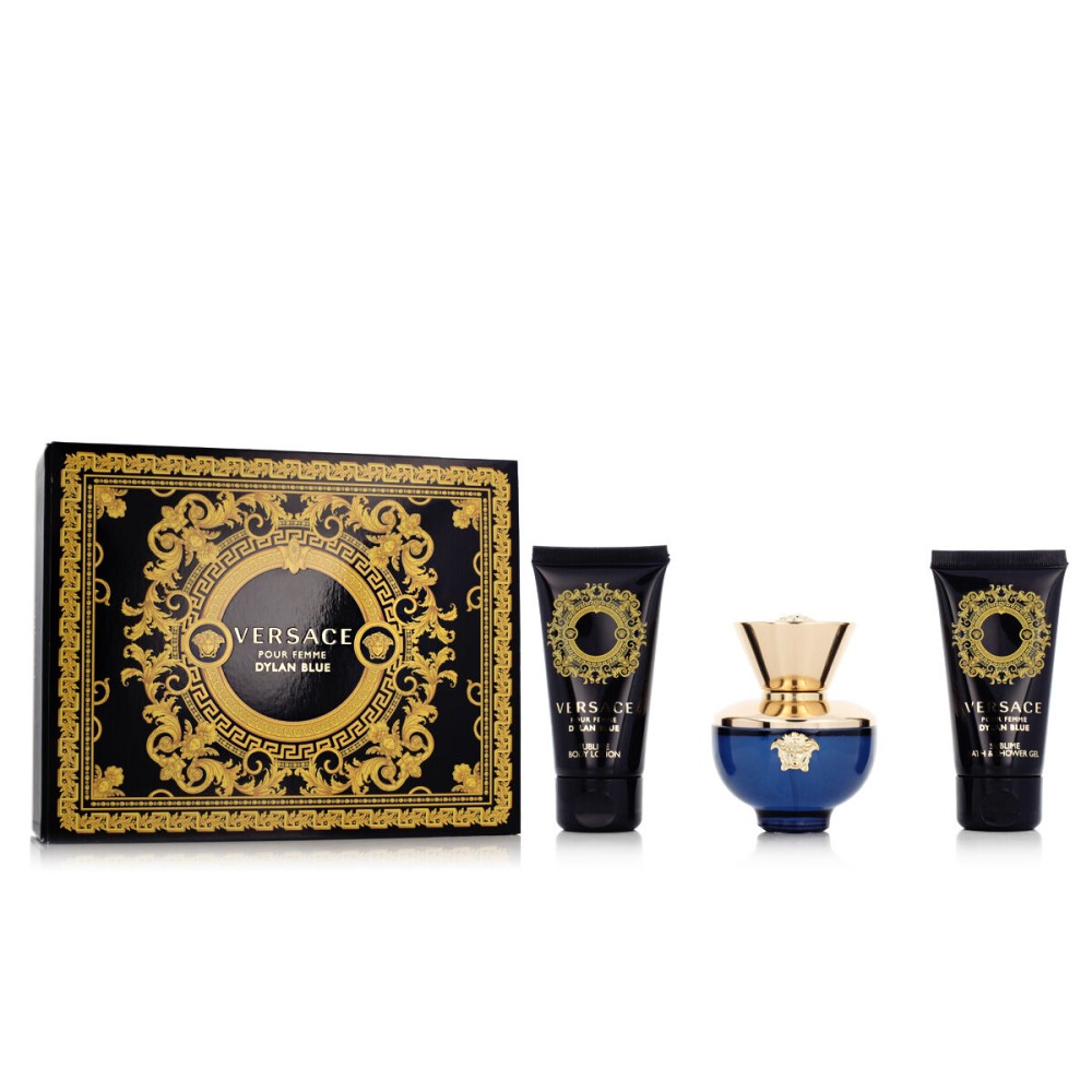 Women's Perfume Set Versace EDP Dylan Blue 3 Pieces