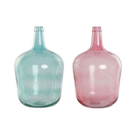 Vase DKD Home Decor grün Rosa Verre trempé 25 x 25 x 40 cm (2 Stück)