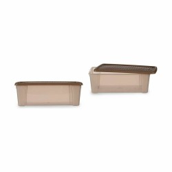 Storage Box with Lid Stefanplast Elegance Beige Plastic 5 L 19,5 x 11,5 x 33 cm (12 Units)