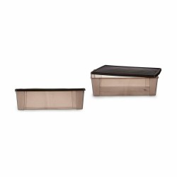 Storage Box with Lid Stefanplast Elegance Brown Plastic 30 L 38,5 x 17 x 59,5 cm (6 Units)