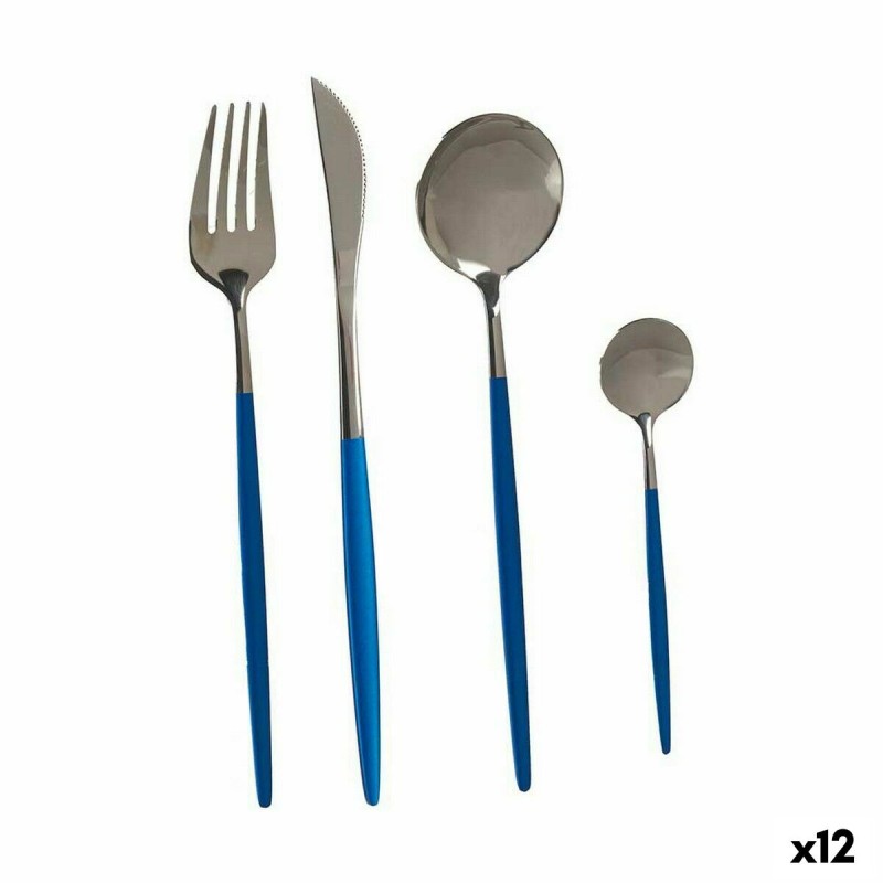 Besteck-Set Kinvara BST-CT022 Blau Silberfarben Edelstahl (12 Stück)