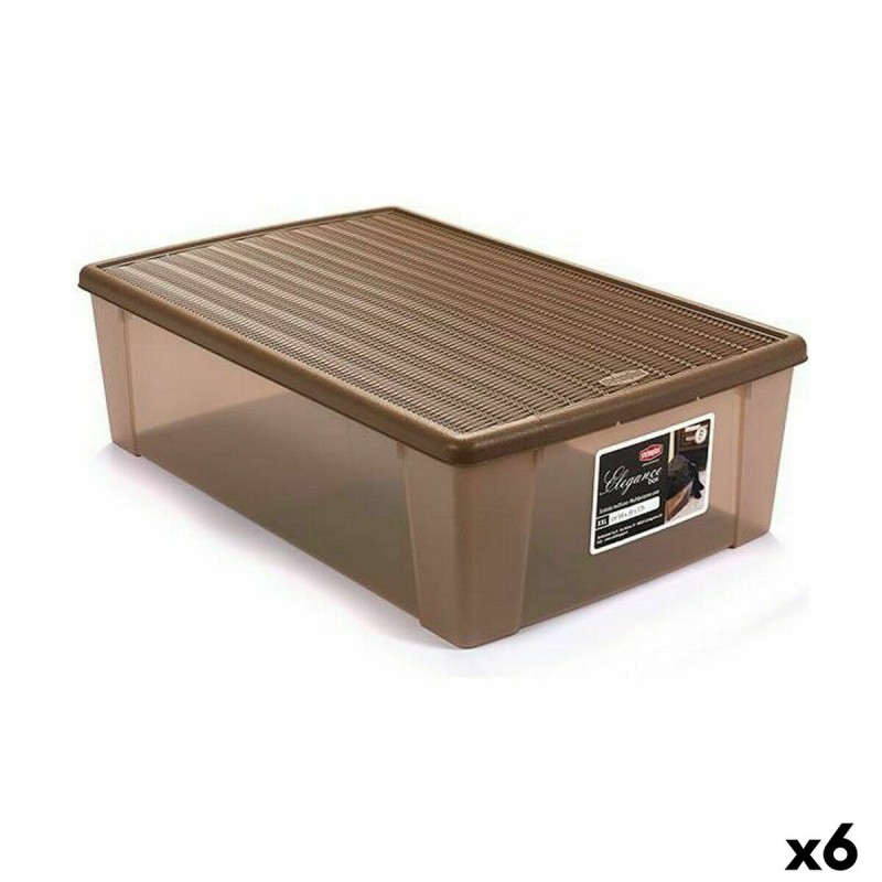 Storage Box with Lid Stefanplast Elegance Beige Plastic 38,5 x 17 x 59,5 cm (6 Units)