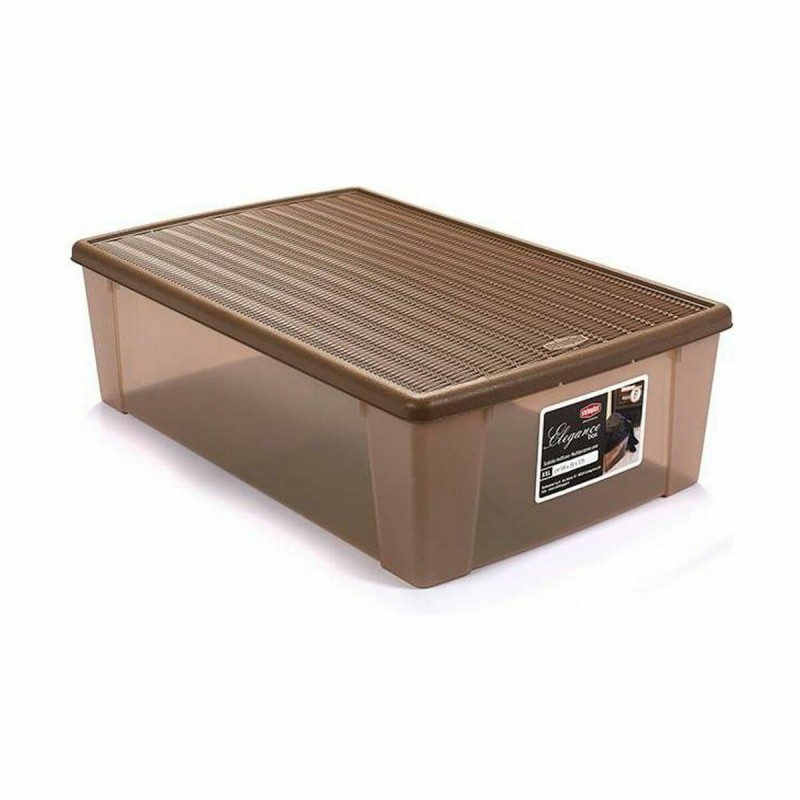 Storage Box with Lid Stefanplast Elegance Beige Plastic 38,5 x 17 x 59,5 cm (6 Units)