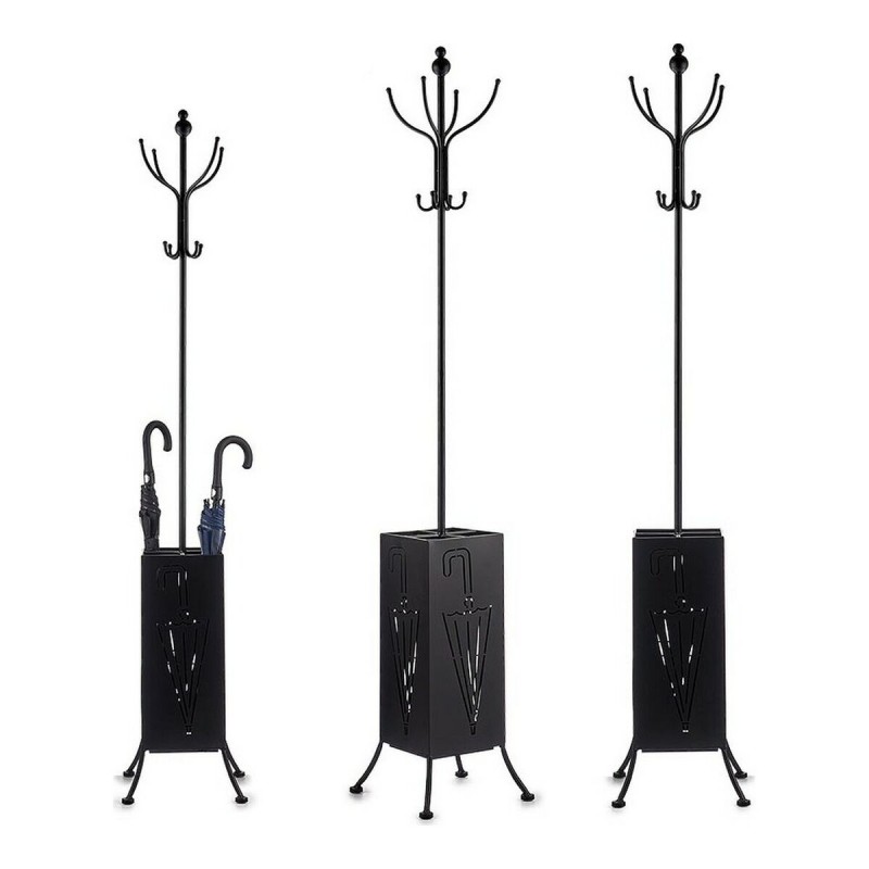 Coat rack Umbrella stand Black Metal (34 x 188 x 34 cm)