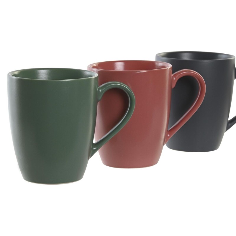 Ensemble de 4 mugs DKD Home Decor Vert Rose Gris foncé Grès 300 ml 19 x 13 x 31 cm