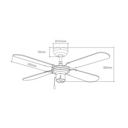 Ventilateur de Plafond EDM 33802 Báltico Blanc 50 W ø 102 cm