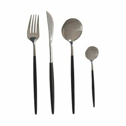 Cutlery Set Black Silver Stainless steel 8 Pieces (12 Units)