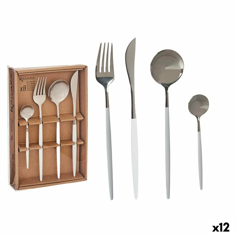 Besteck-Set Kinvara BST-CT022 Weiß Silberfarben Edelstahl (12 Stück)