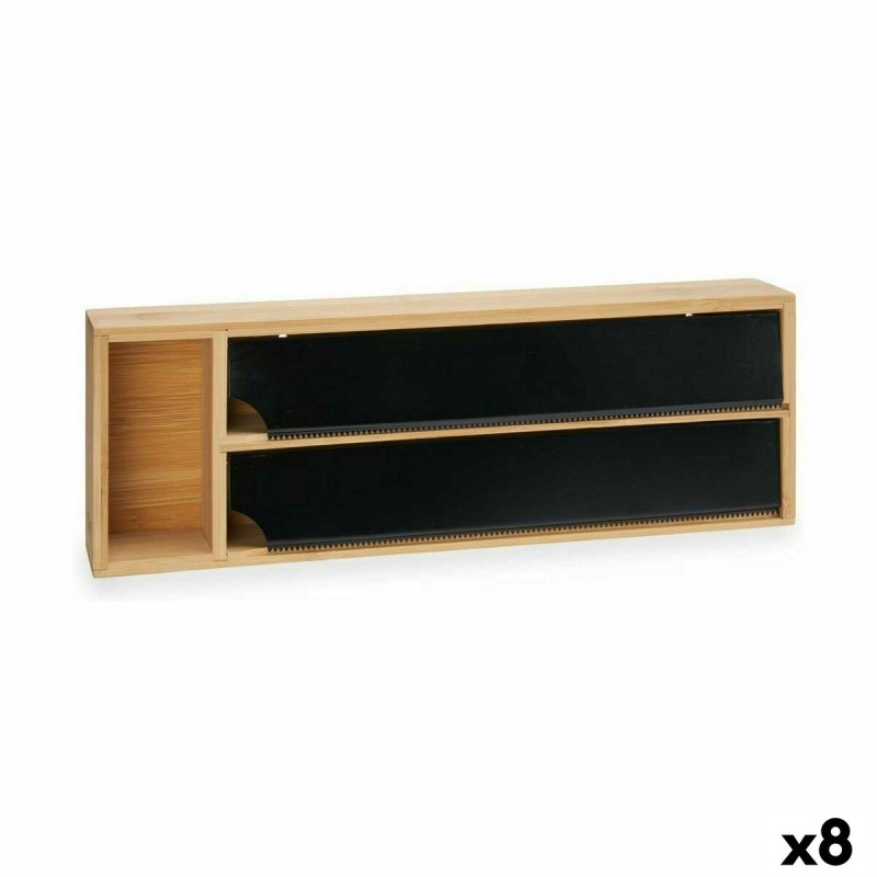 Distributeur de papier Kinvara JWKW-5153 (2) Noir Naturel Bambou Acier inoxydable 40 x 7 x 13 cm Double (8 Unités)