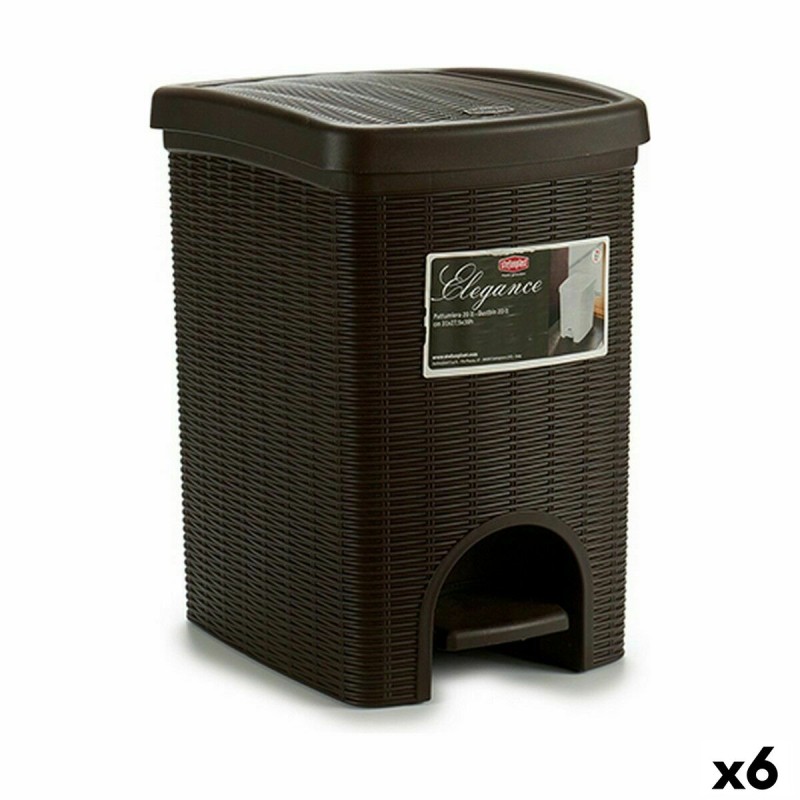 Pedal bin Stefanplast Elegance Brown Plastic 20 L (6 Units)