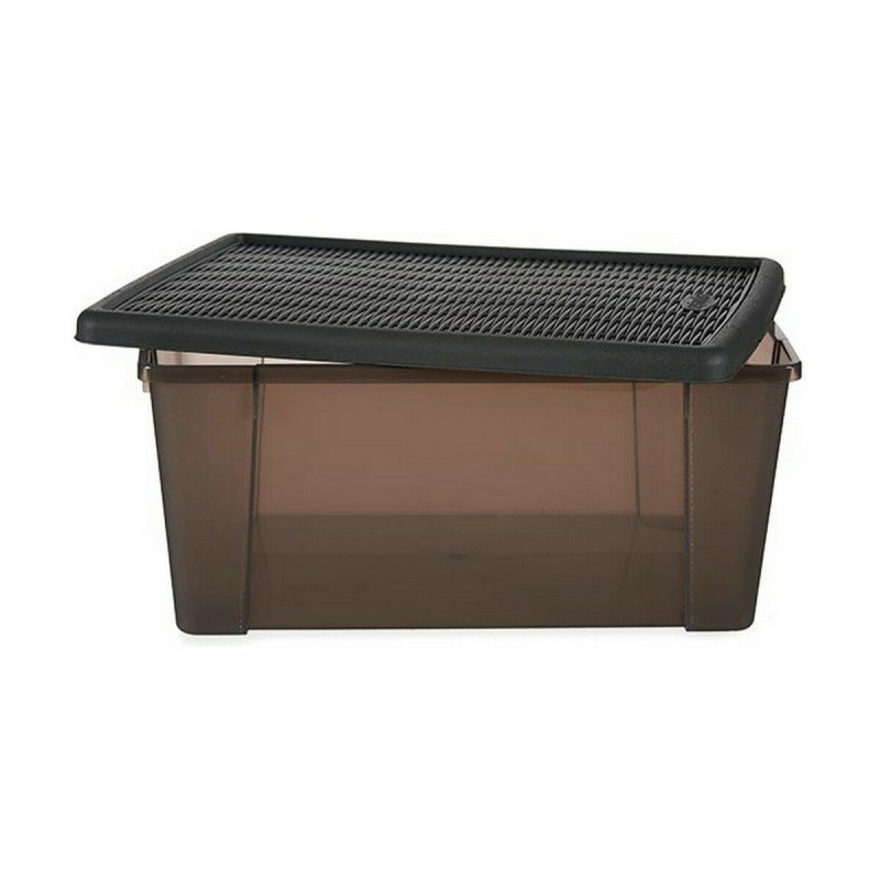 Storage Box with Lid Stefanplast Elegance Grey Plastic 15 L 29 x 17 x 39 cm (6 Units)