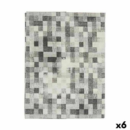 Nappe Kinvara CUADROS-G Gris toile 140 x 180 cm Antitaches Carreaux (6 Unités)