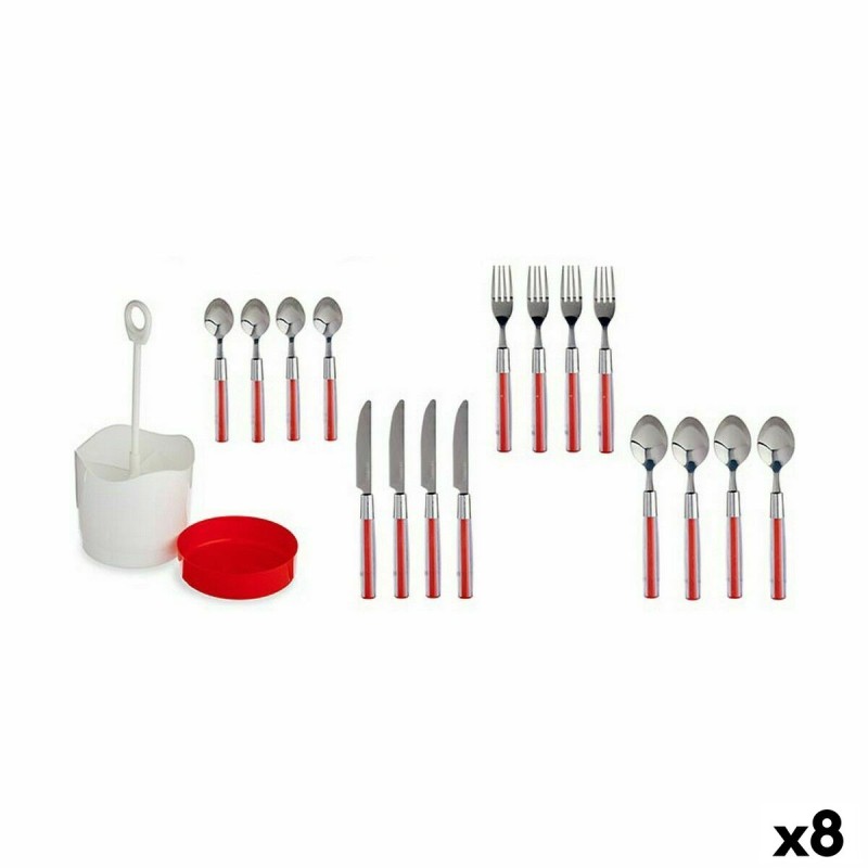 Ensemble de Couverts Rouge Acier inoxydable (8 Unités)