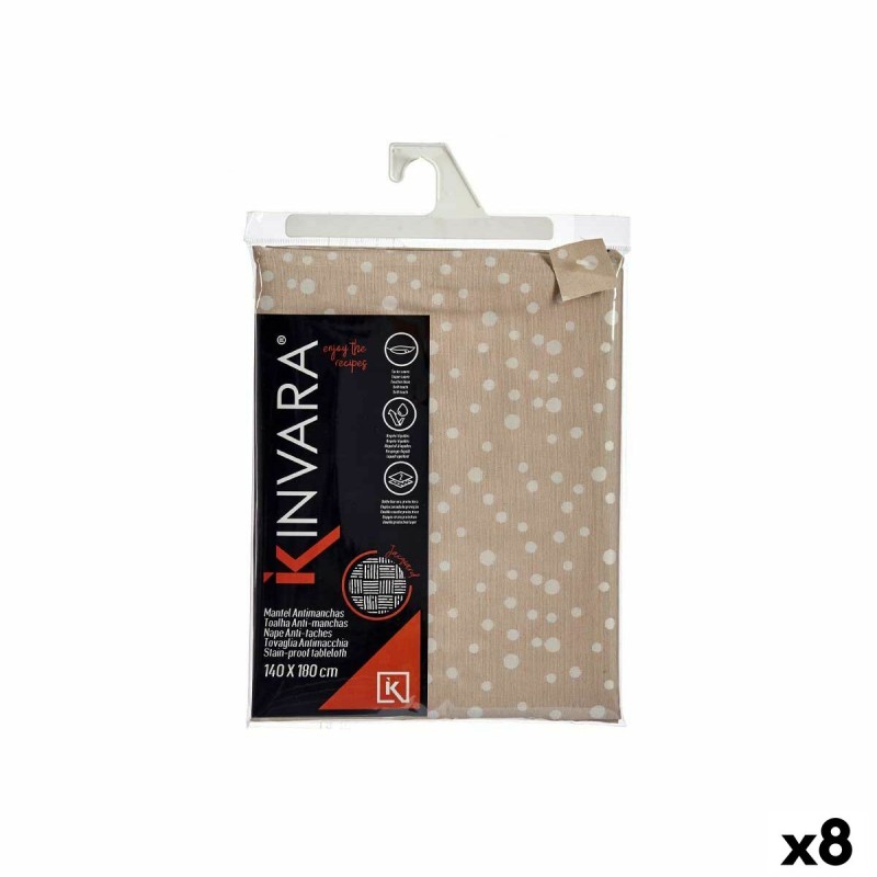 Nappe Kinvara BABEL BEIGE 41 Beige Jacquard 140 x 180 cm Antitaches Pois (8 Unités)