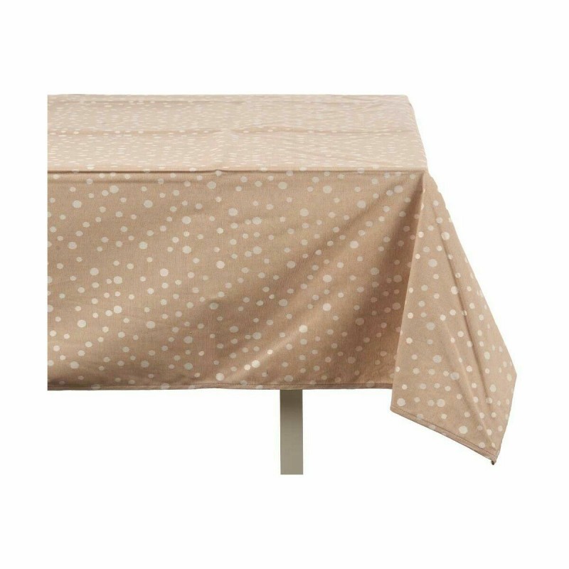 Tischdecke Jacquard Fleckenbeständig Punkte 140 x 180 cm Beige (8 Stück)