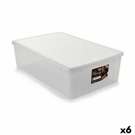 Aufbewahrungsbox mit Deckel Stefanplast Elegance Weiß Kunststoff 38,5 x 17 x 59,5 cm (6 Stück)