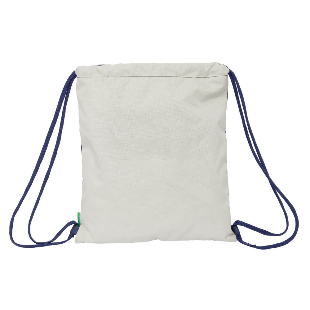 Sac à dos serré par des ficelles Benetton Varsity Gris Blue marine 35 x 40 x 1 cm