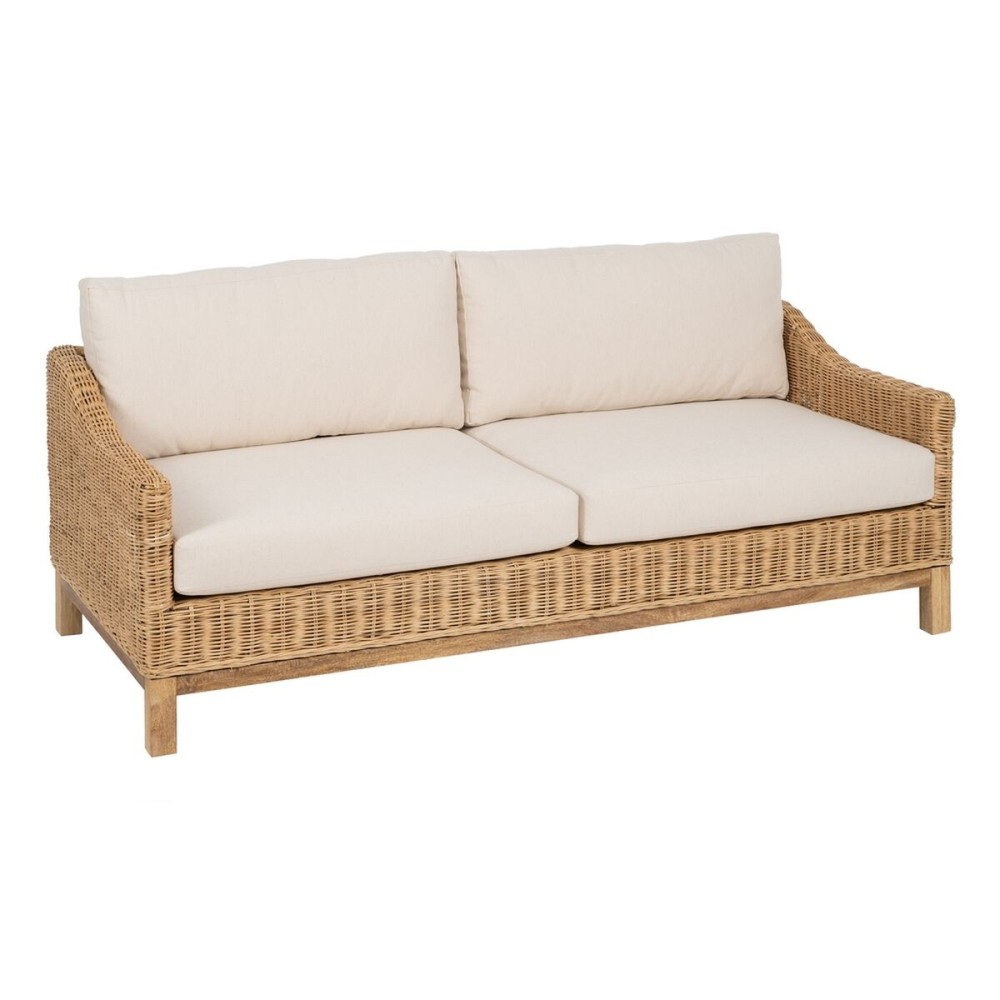 Garden sofa Natural Mango wood Foam Natural Fibre 180 x 86 x 80 cm