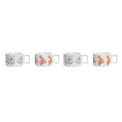 Ensemble de tasses à café DKD Home Decor Bleu Fuchsia Métal Dolomite Corail 260 ml 4 Pièces