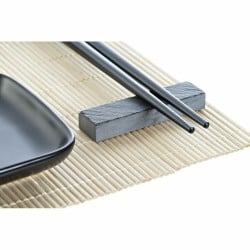 Set de sushi DKD Home Decor Noir Naturel Métal Bambou Grès Oriental 30 x 40 cm 27,8 x 17,8 x 3 cm (7 Pièces) (27,8 x 17,8 x 3 cm