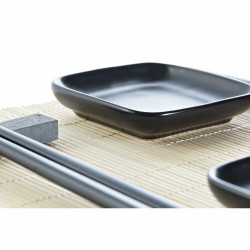 Sushi-Set DKD Home Decor Schwarz natürlich Metall Bambus Steingut Orientalisch 30 x 40 cm 27,8 x 17,8 x 3 cm (7 Stücke) (27,8 x 