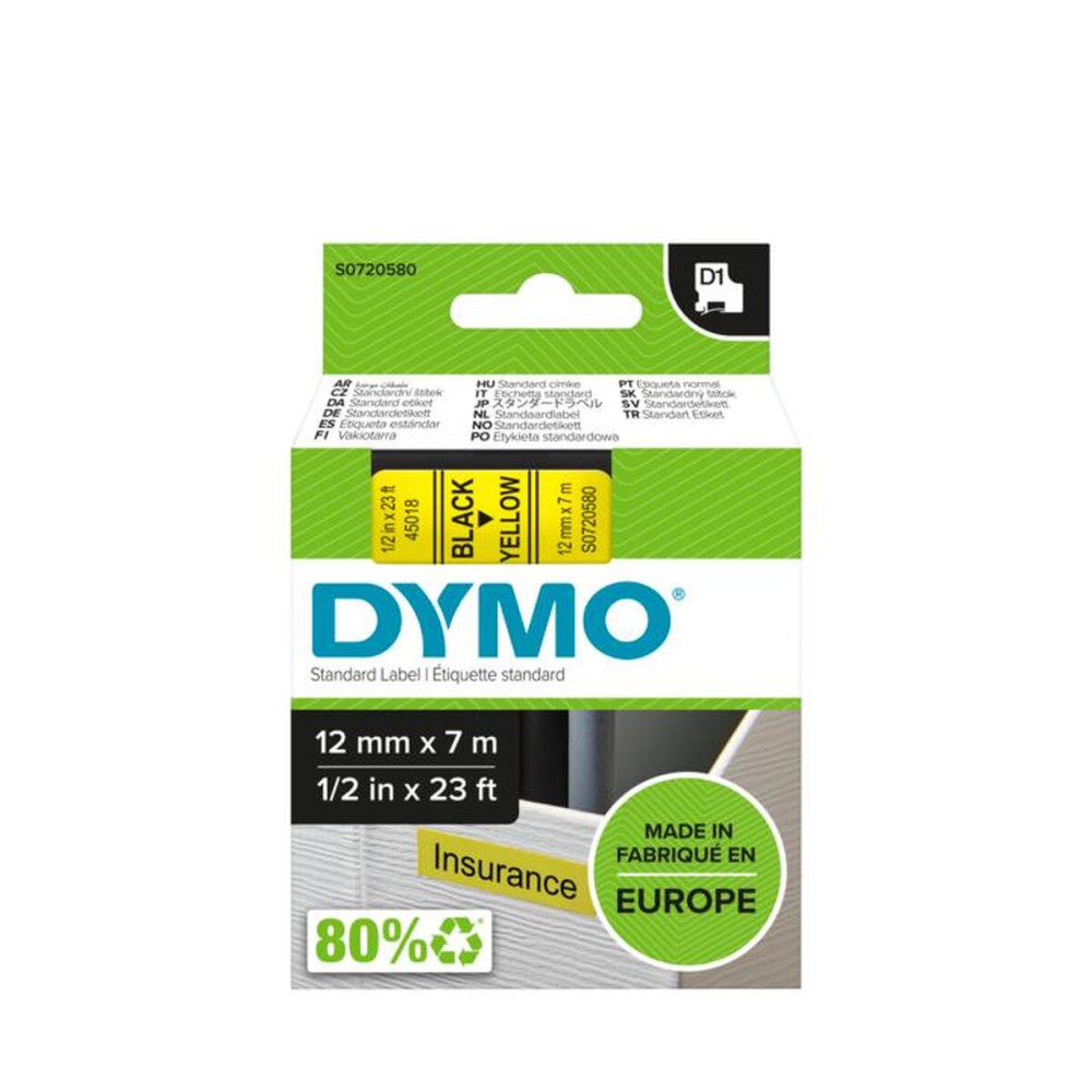 Étiquettes adhésives Dymo S0720580 Noir/Jaune