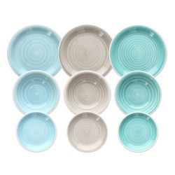 Tableware 18 Pieces Blue Green 1 cm Stoneware