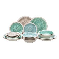 Tableware 18 Pieces Blue Green 1 cm Stoneware