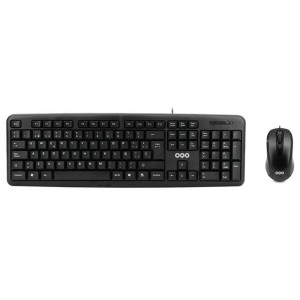 Tastatur mit Maus OQO TR001-U Schwarz Bunt Qwerty Spanisch