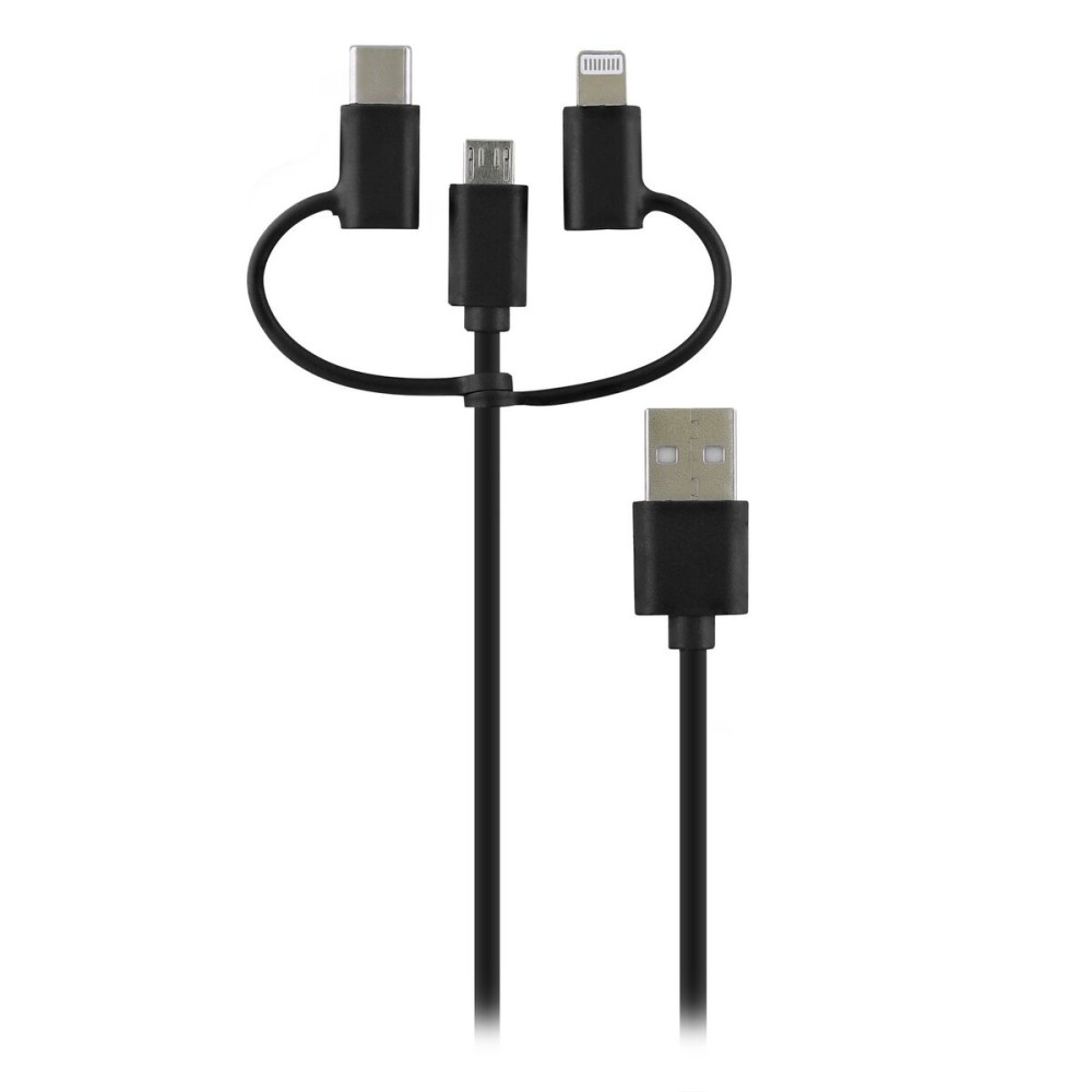 USB-Kabel auf Micro-USB, USB-C und Lightning TNB Way Schwarz 1 m