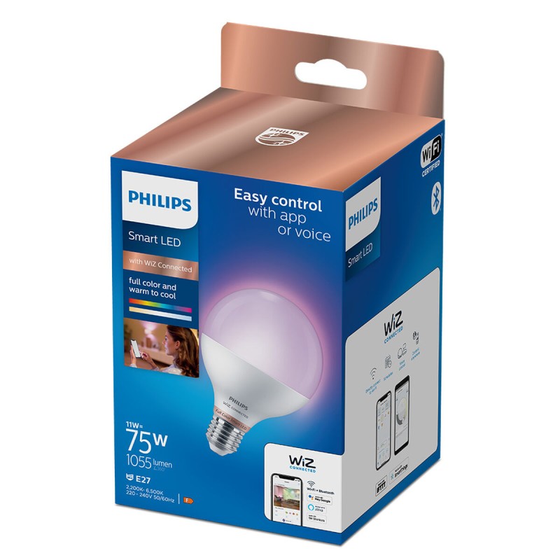 Lampe LED Philips Wiz G95 Smart Full Colors F 11 W E27 1055 lm (2200K) (6500 K)