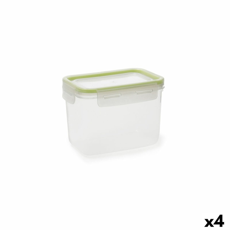 Boîte à lunch hermétique Quid Greenery Transparent Plastique Rectangulaire 1,05 L (4 Unités)