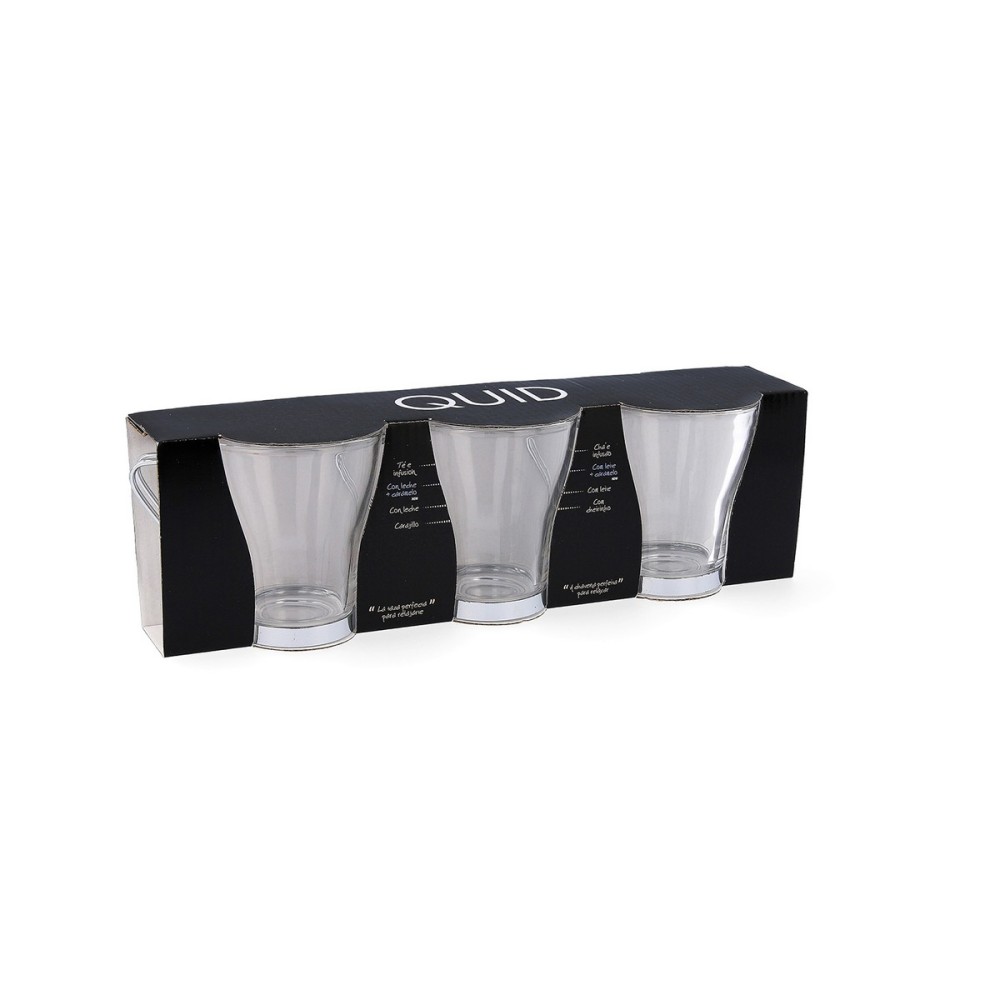 Ensemble de tasses à café Quid Supreme Transparent verre Acier 250 ml 3 Pièces