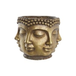 Planter DKD Home Decor Golden Wood Magnesium Circular Buddha Oriental 34 x 34 x 30 cm 30 x 34 x 30 cm