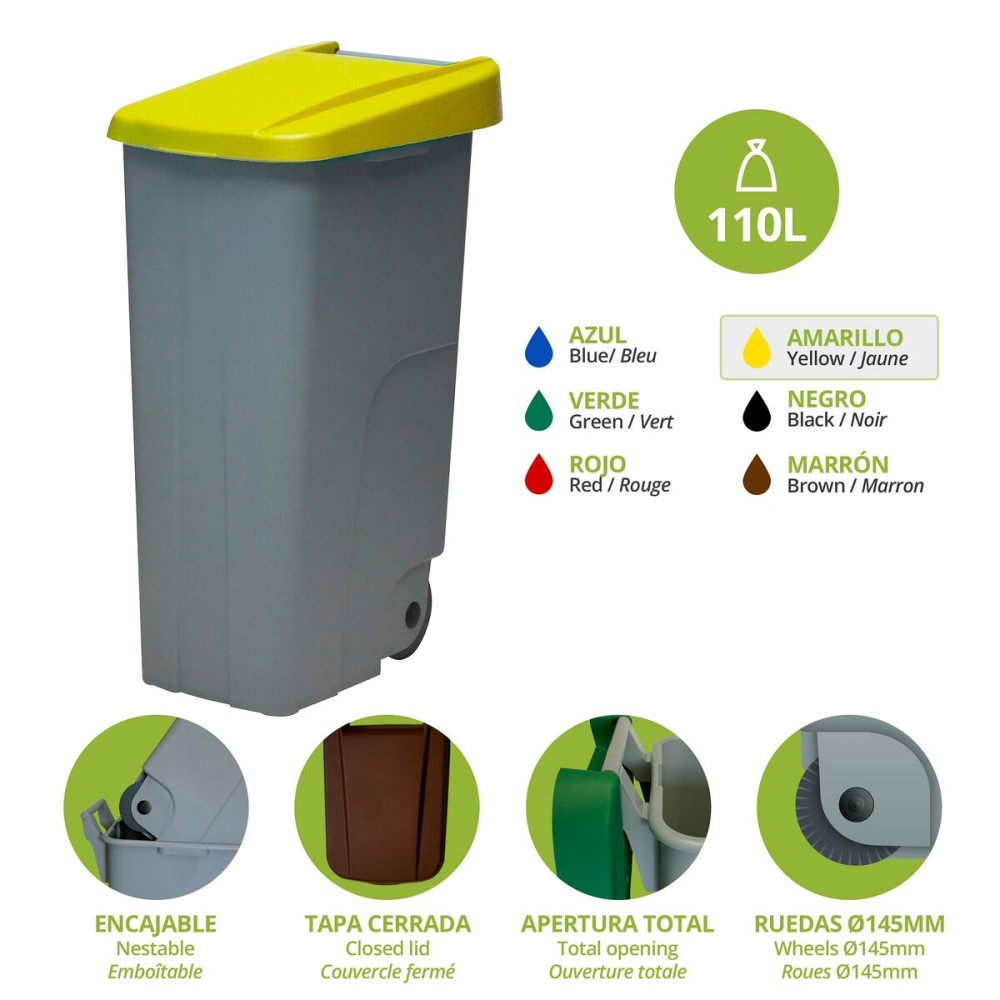 Poubelle recyclage Denox Jaune 110 L