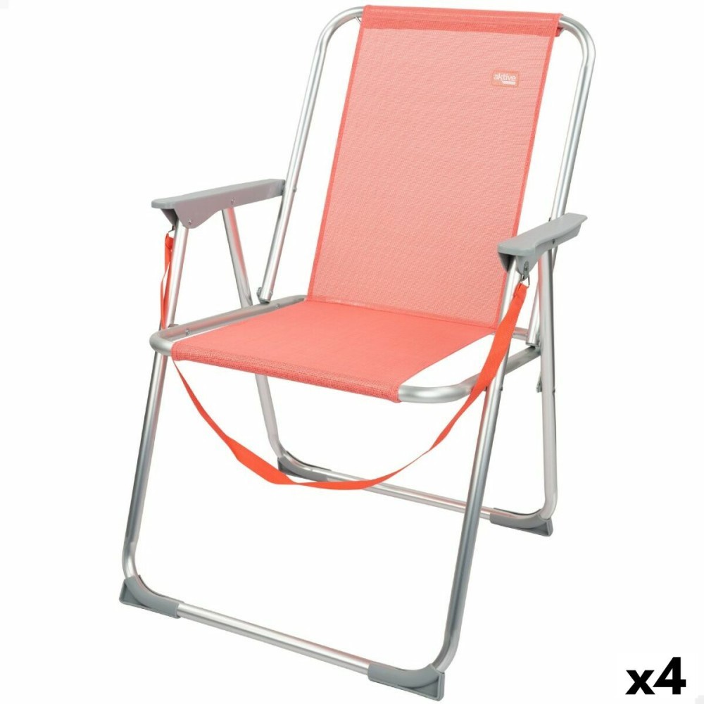 Chaise Pliante Aktive Flamingo Corail 44 x 76 x 45 cm (4 Unités)