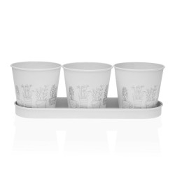 Pot Versa Blanc Triple Métal (11 x 33 cm)