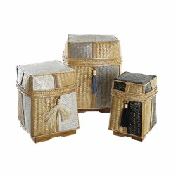 Korb-Set DKD Home Decor natürlich 33 x 33 x 40 cm Bambus 32 x 32 x 40 cm Boho