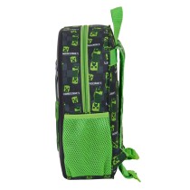 3D School Bag Minecraft Black Green 27 x 33 x 10 cm