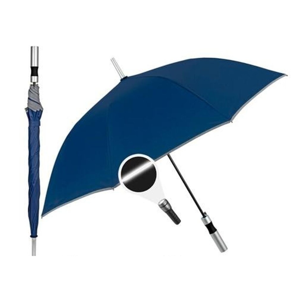 Umbrella Perletti 23" With trim Reflective Navy Blue Polyester 103 cm