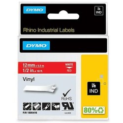 Ruban Laminé pour Etiqueteuses Rhino Dymo ID1-12 12 x 5,5 mm Rouge Blanc Autocollants (5 Unités)