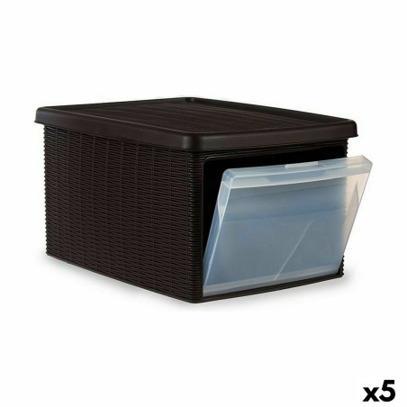 Boîte de rangement avec couvercle Stefanplast Elegance latérale Marron Plastique 29 x 21 x 39 cm (5 Unités)