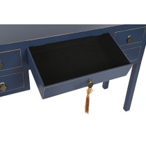 Desk DKD Home Decor Blue Golden Metal Pinewood MDF Wood 110 x 35 x 78 cm