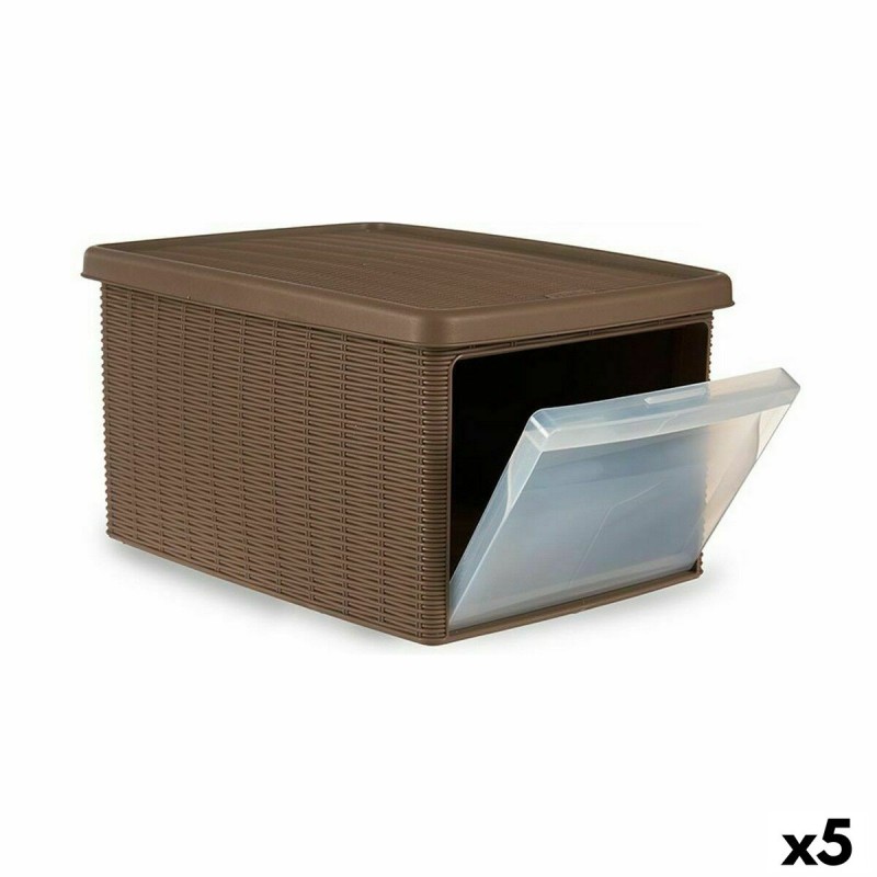 Boîte de rangement avec couvercle Stefanplast Elegance latérale Beige Plastique 29 x 21 x 39 cm (5 Unités)