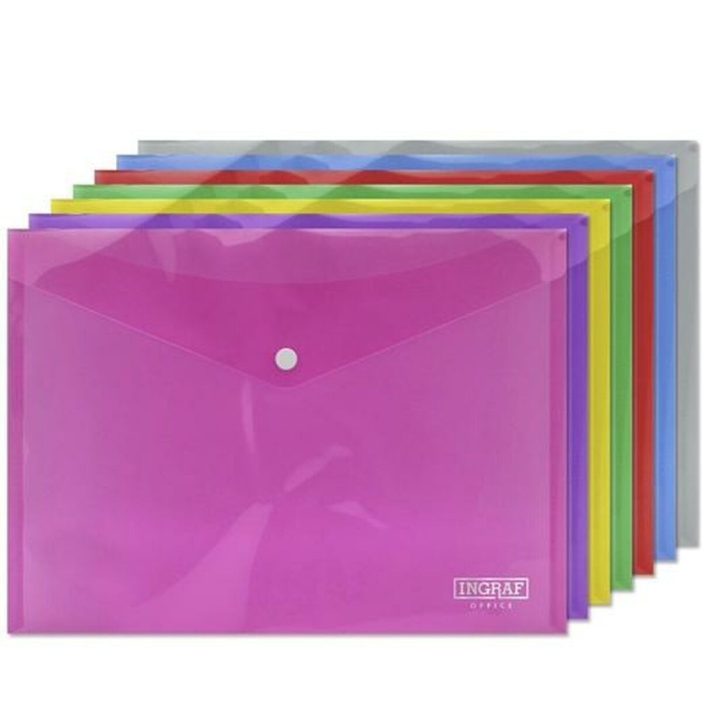 Document Holder Ingraf Plastic Multicolour Clasp A4 (10Units)